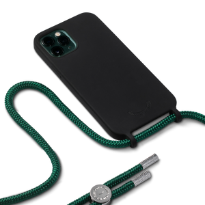 
                  
                    BLACK SILICONE CASE + FOREST GREEN NECKLACE
                  
                