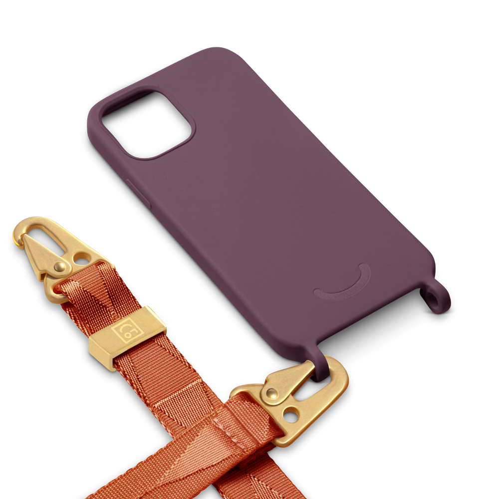 PURPLE STEEL TPU CASE +  CLASSIC BROWN  LANYARD