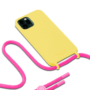 
                  
                    YELLOW SILICONE CASE + NEON PINK NECKLACE
                  
                